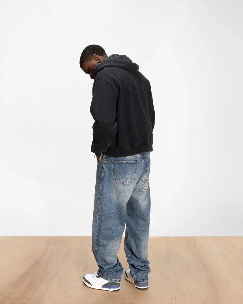 Patta Loopback Logo Zip Hooded Sweater Moonless Night