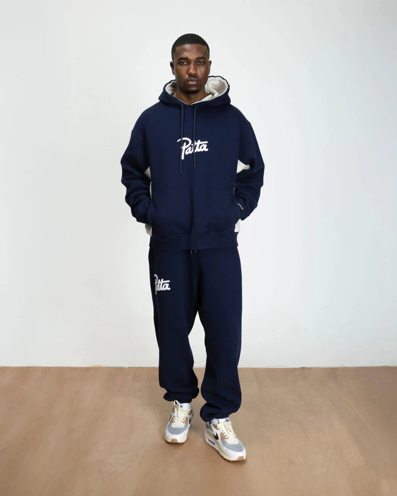 Patta Chenille Logo Hooded Sweatshirt Black Iris