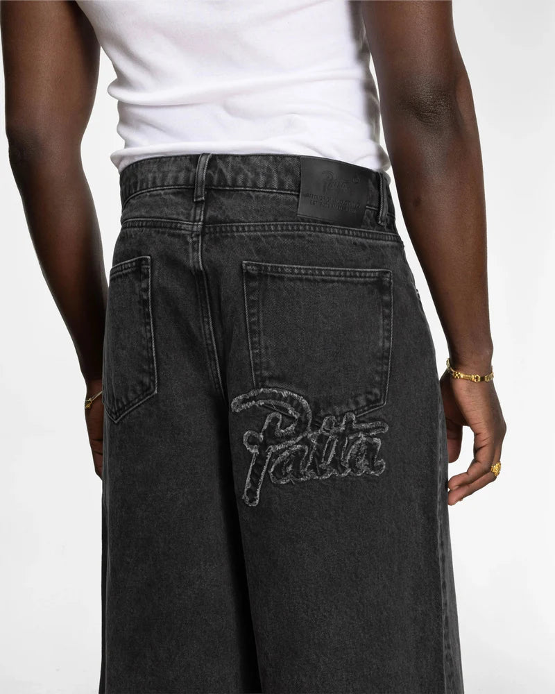 Patta Whiskers Denim Shorts Black Denim