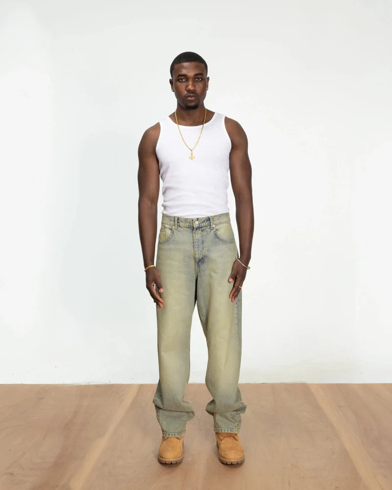 Patta Dirty Whiskers Denim Pants Sandwashed Light Blue Denim