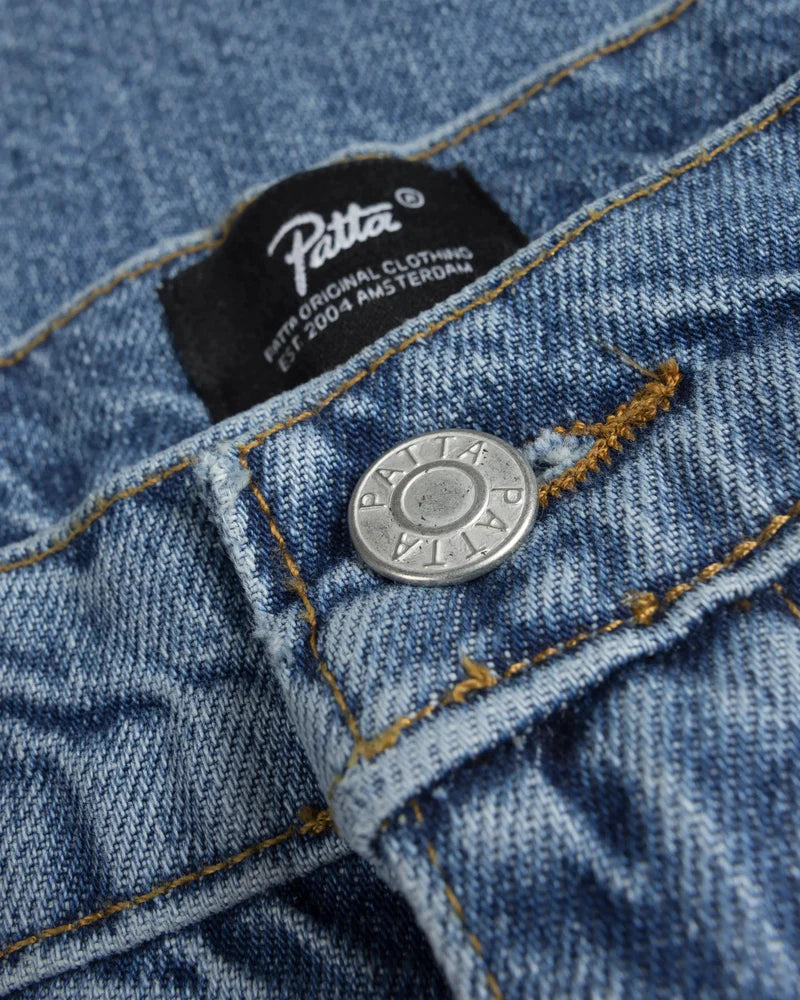 Patta Laserprint Whiskers Denim Pants Light Blue Denim