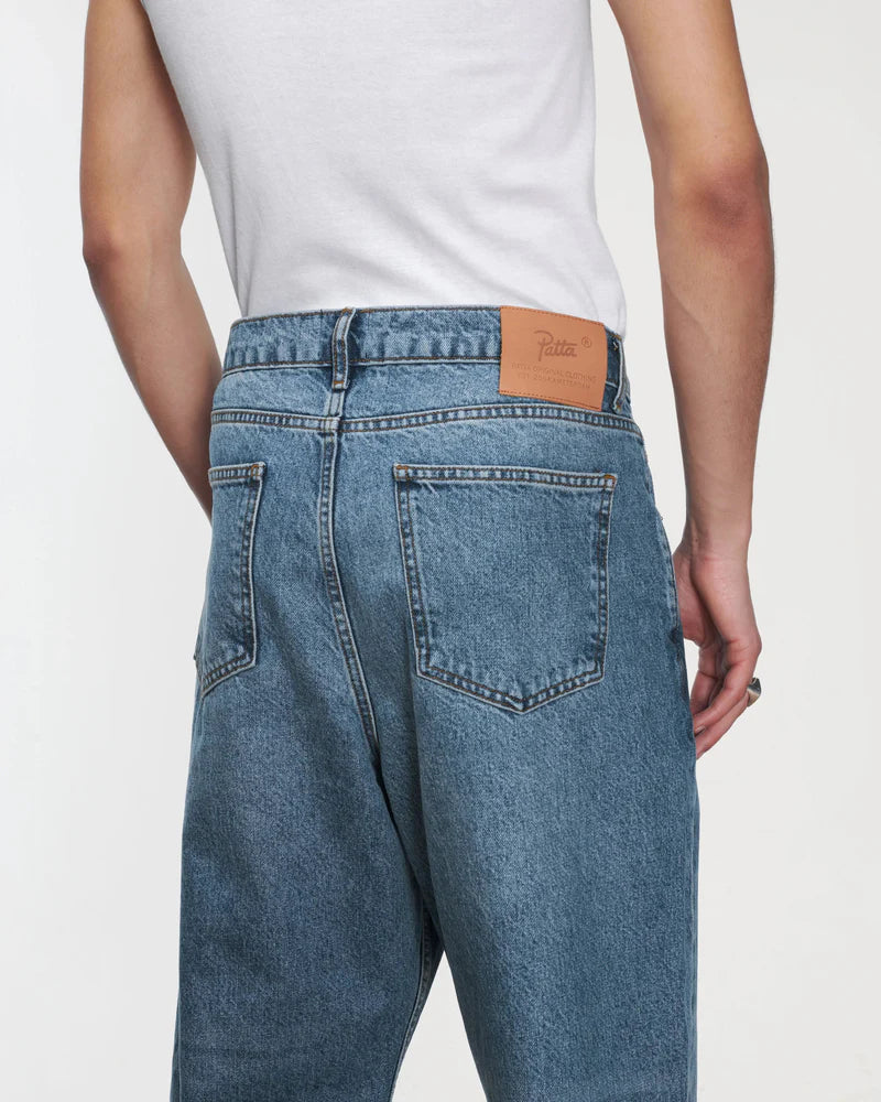 Patta Laserprint Whiskers Denim Pants Light Blue Denim