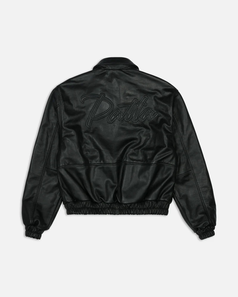 Patta Leather Bomber Jacket Black