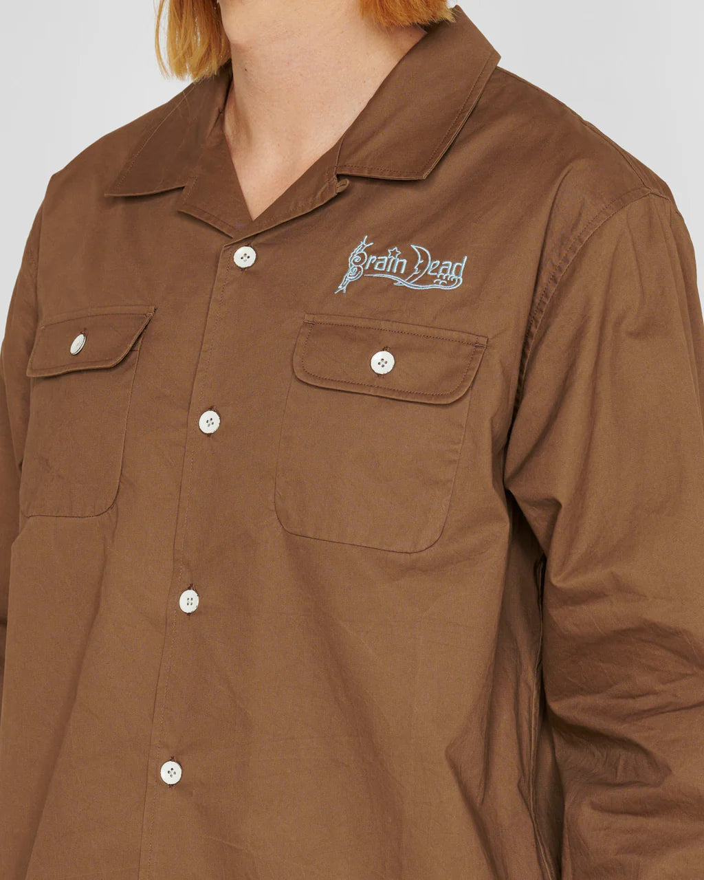 Braindead Poplin Camp Collar Shirt Chocolate