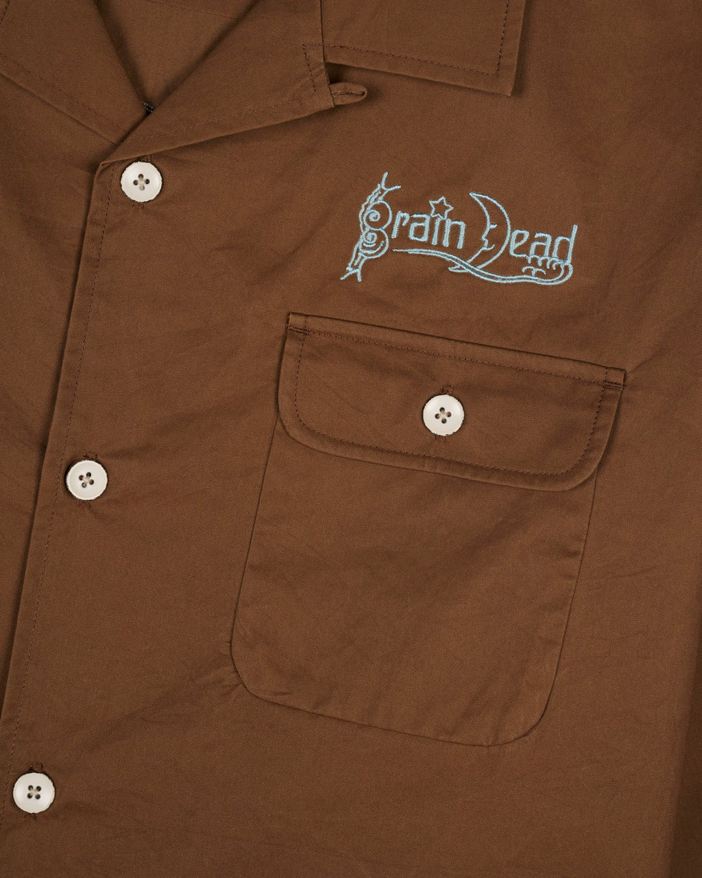 Braindead Poplin Camp Collar Shirt Chocolate