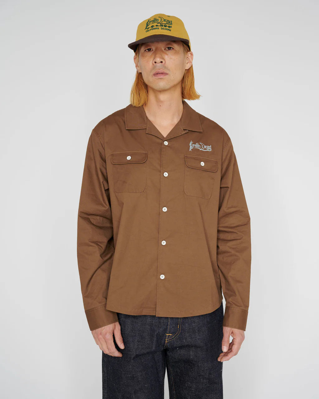 Braindead Poplin Camp Collar Shirt Chocolate
