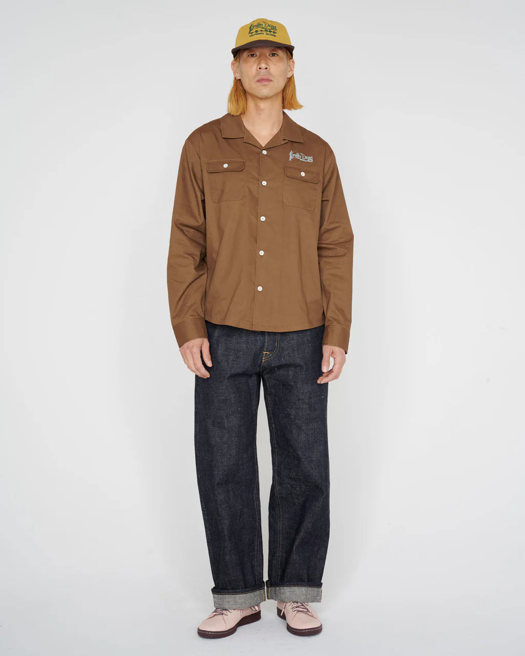 Braindead Poplin Camp Collar Shirt Chocolate