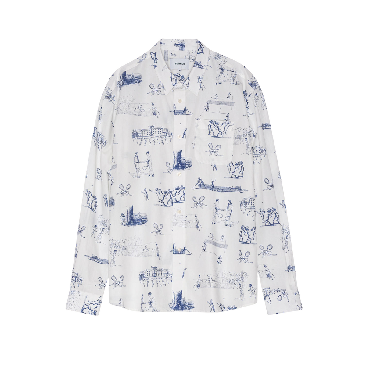 Palmes Printed Poplin Shirt White