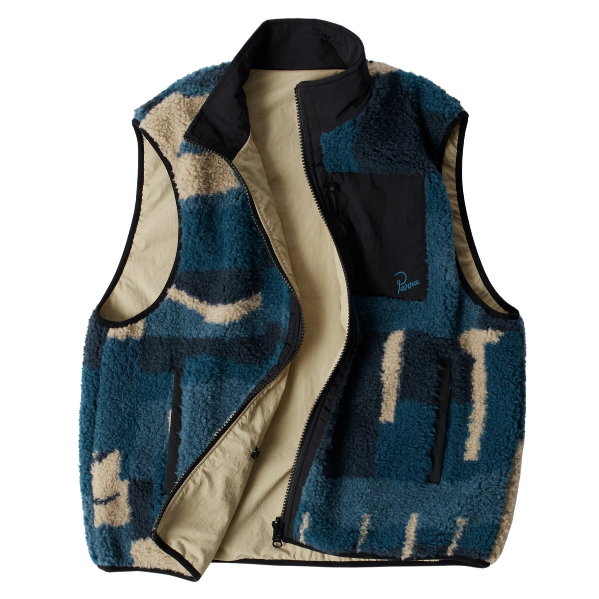 Parra Infinite Bird Reversible Vest Navy Blue