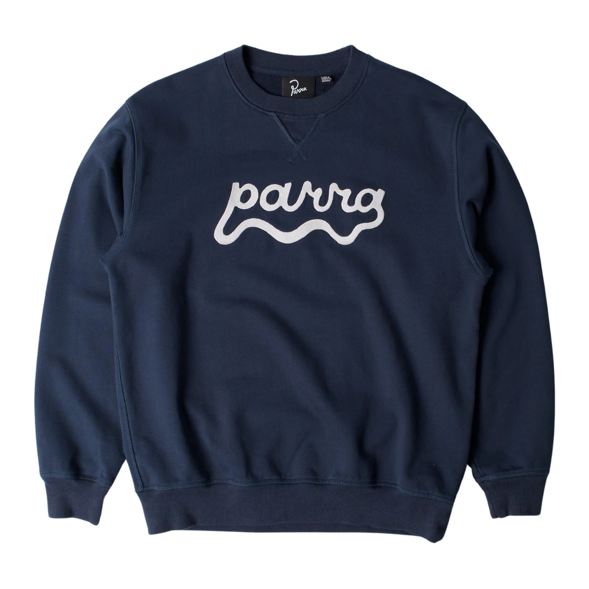 Parra Water Wave Logo Crewneck Sweatshirt Navy Blue