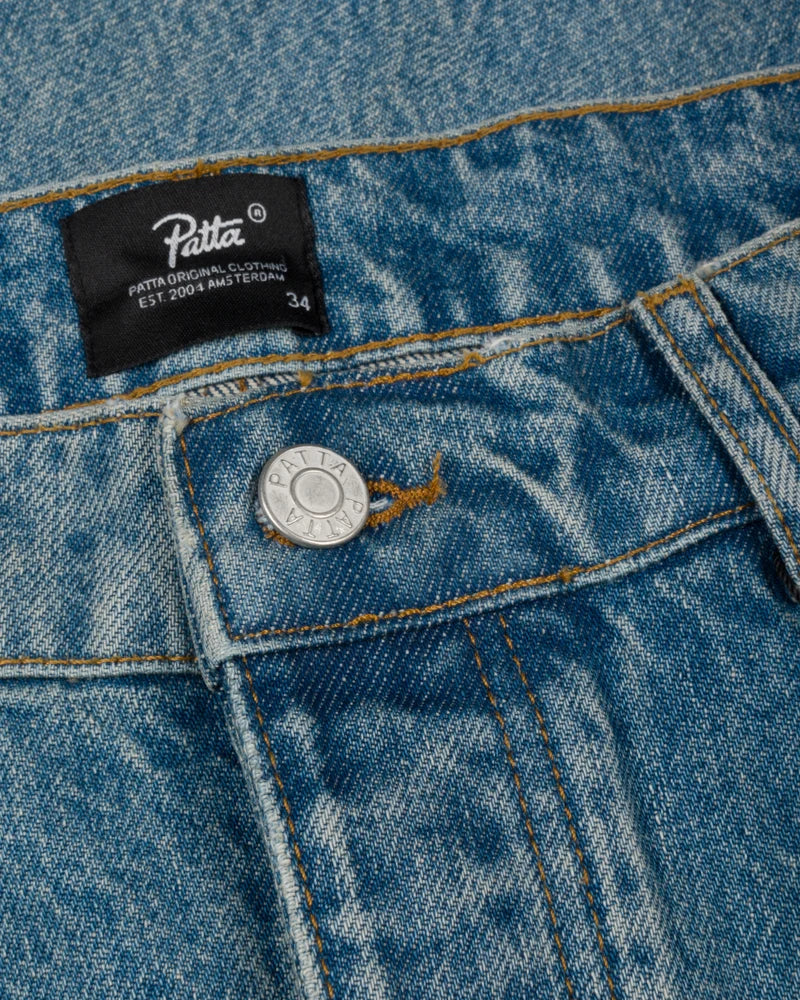 Patta Aqua Whiskers Straight Leg Denim Pants Blue Denim