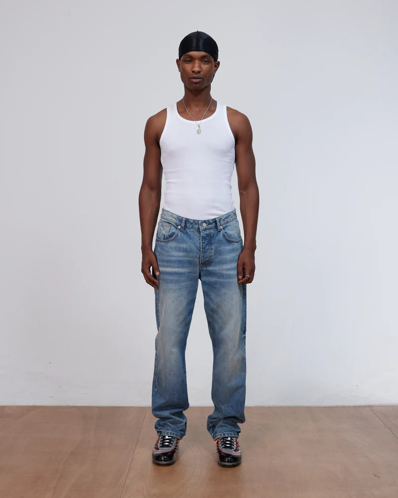 Patta Aqua Whiskers Straight Leg Denim Pants Blue Denim