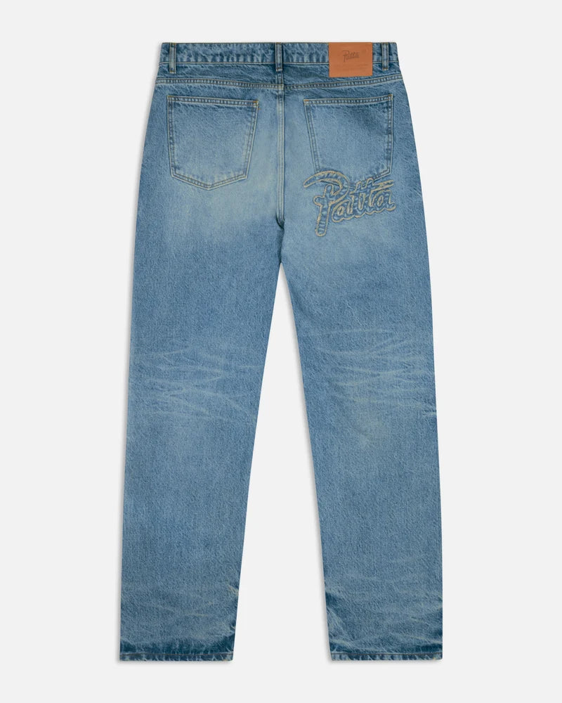 Patta Aqua Whiskers Straight Leg Denim Pants Blue Denim