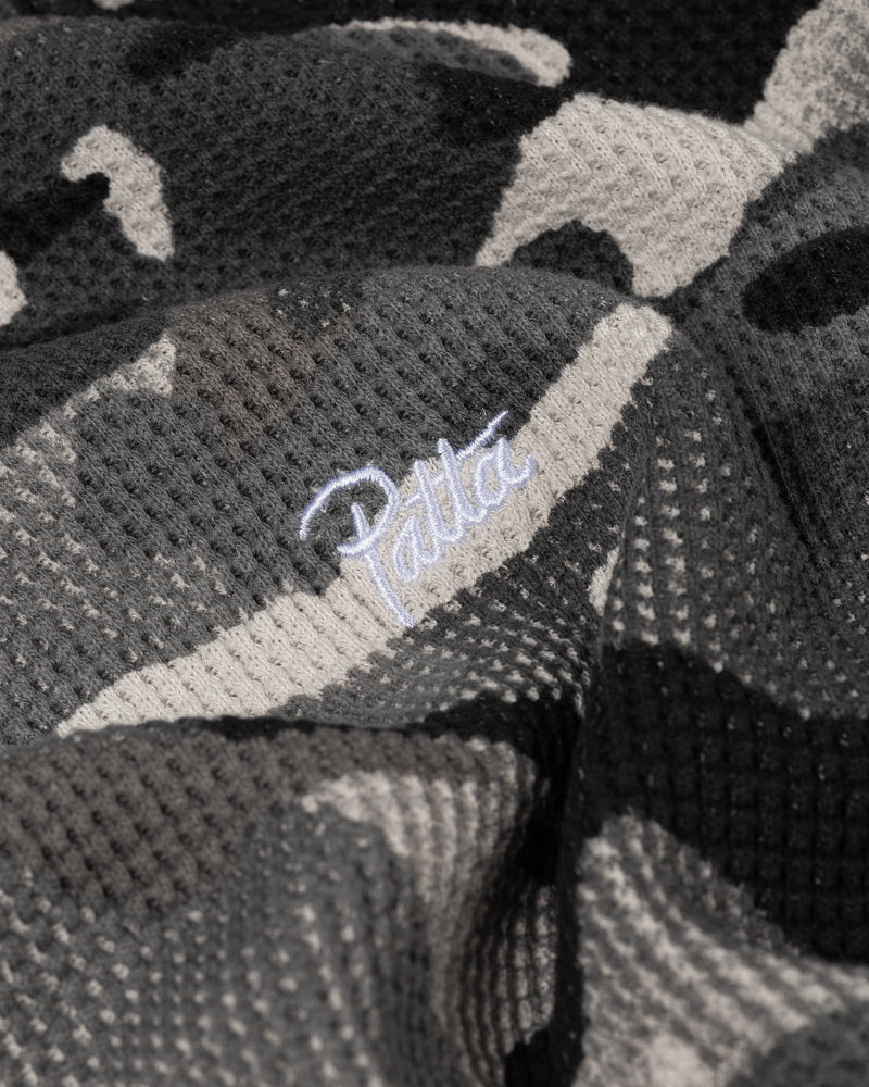 Patta Ghost Spray Camo Waffle Long Sleeve Jet Black