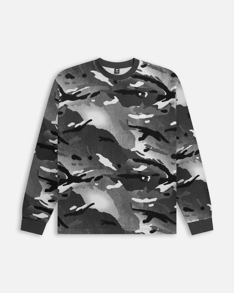 Patta Ghost Spray Camo Waffle Long Sleeve Jet Black