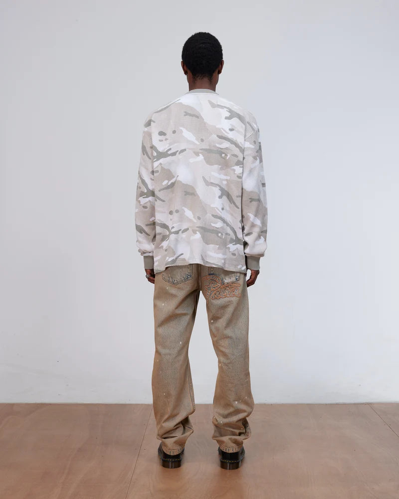 Patta Ghost Spray Camo Waffle Long Sleeve Pussywillow Grey