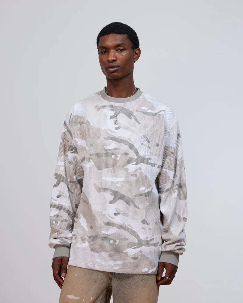 Patta Ghost Spray Camo Waffle Long Sleeve Pussywillow Grey
