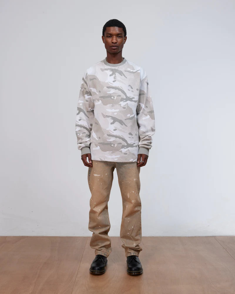 Patta Ghost Spray Camo Waffle Long Sleeve Pussywillow Grey