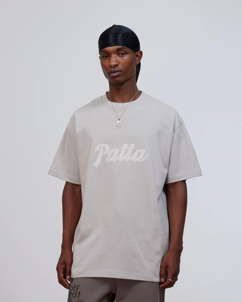 Patta Logo Twill Applique T-Shirt Flint Gray