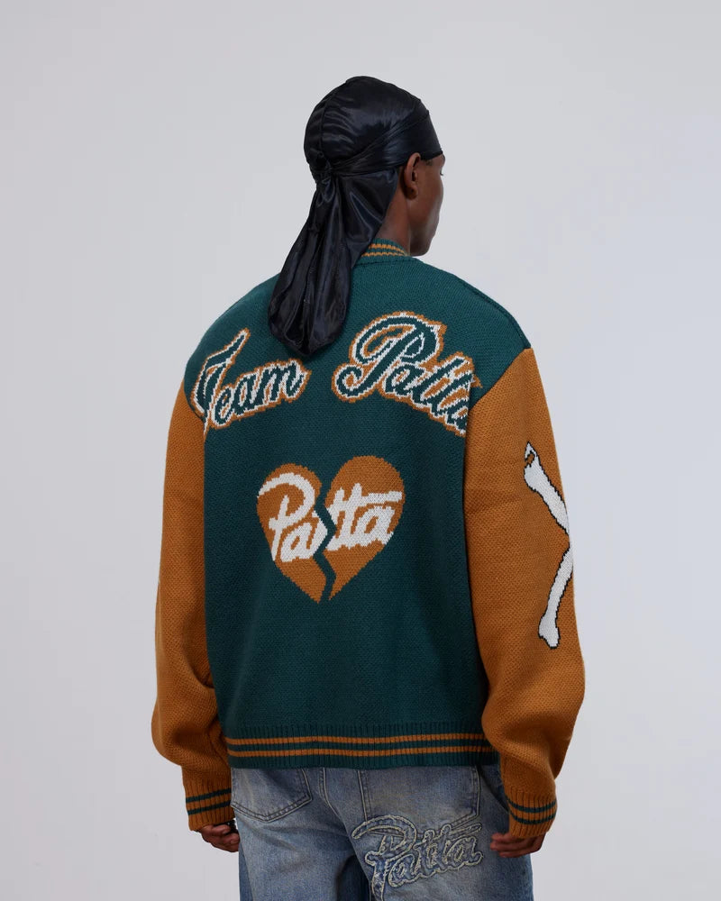 Patta Lucky 13 Varsity Knitted Cardigan Pine Grove