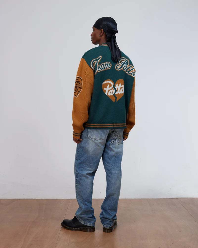 Patta Lucky 13 Varsity Knitted Cardigan Pine Grove