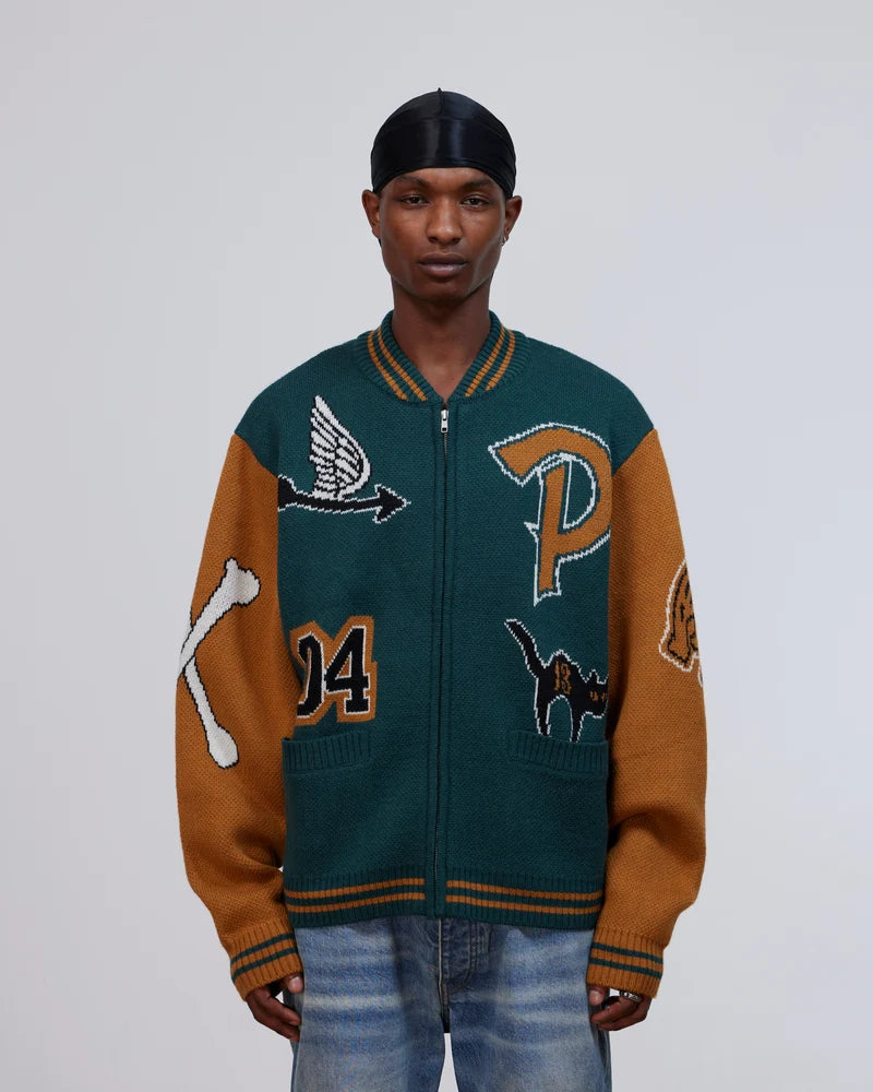 Patta Lucky 13 Varsity Knitted Cardigan Pine Grove