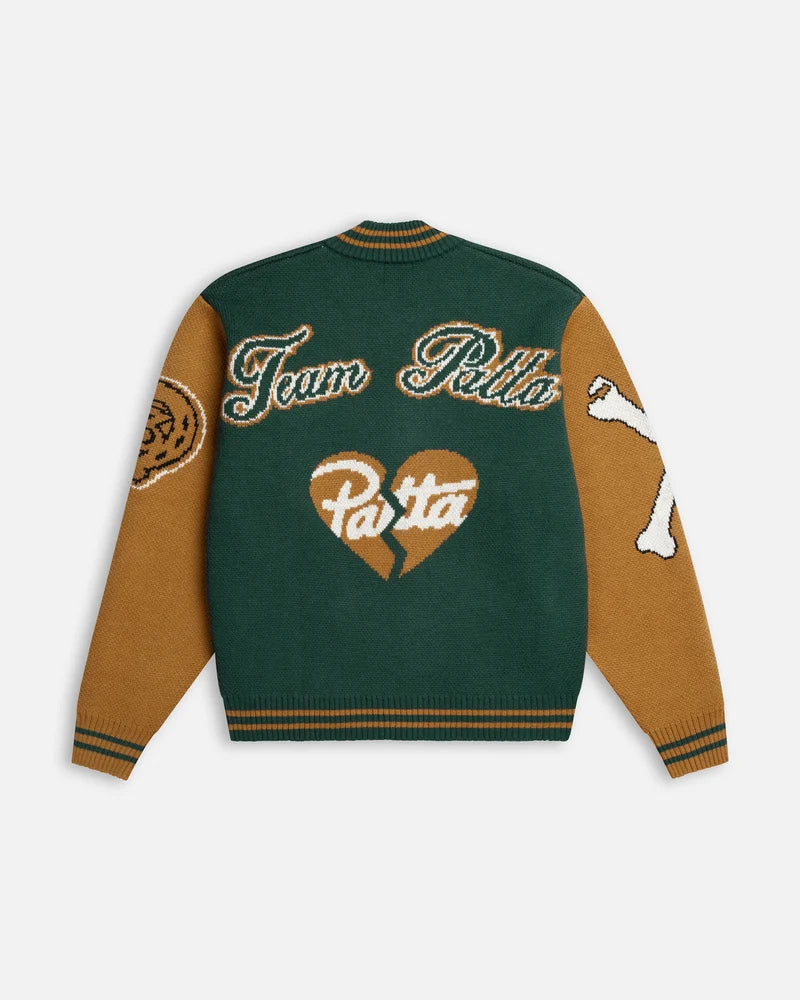 Patta Lucky 13 Varsity Knitted Cardigan Pine Grove