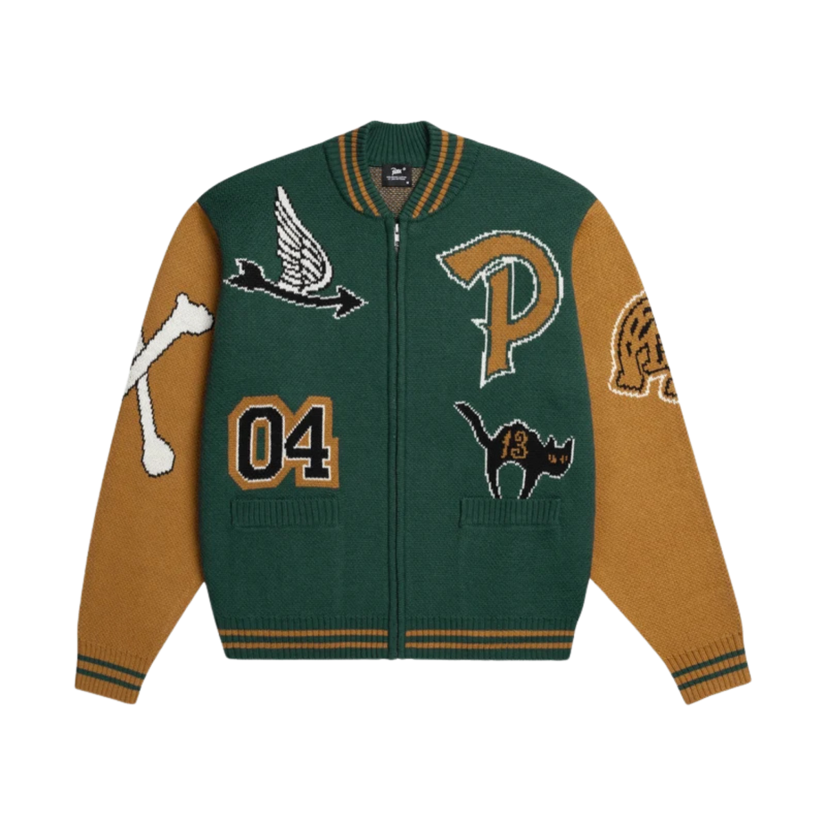Patta Lucky 13 Varsity Knitted Cardigan Pine Grove