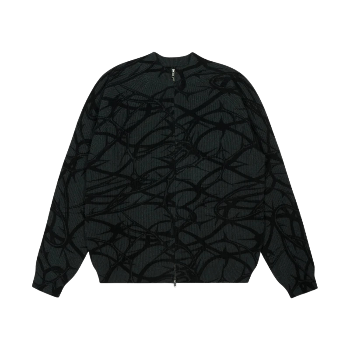 Patta Ribbed Knitted Cardigan Grey Pinstripe