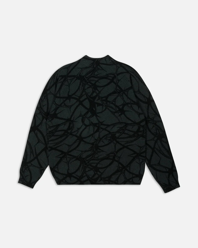 Patta Ribbed Knitted Cardigan Grey Pinstripe