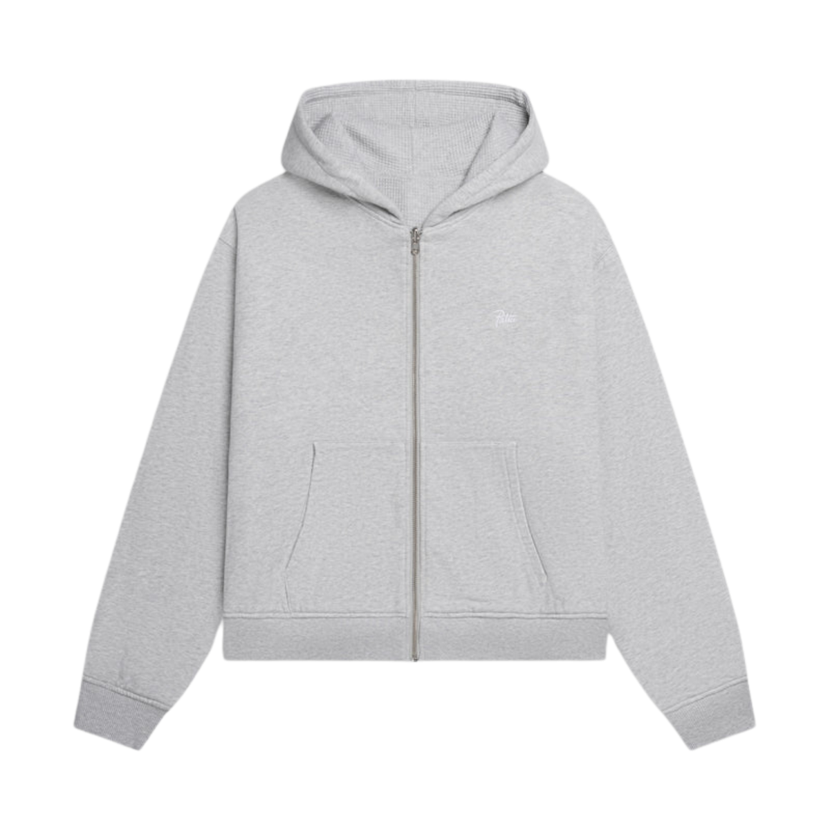 Patta Waffle Reversible Zip Up Hooded Sweatshirt Grey Heather