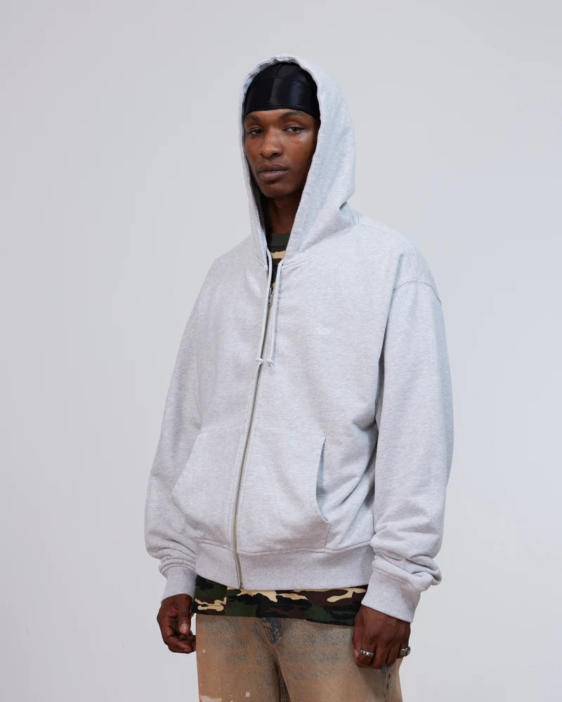 Patta Waffle Reversible Zip Up Hooded Sweatshirt Grey Heather