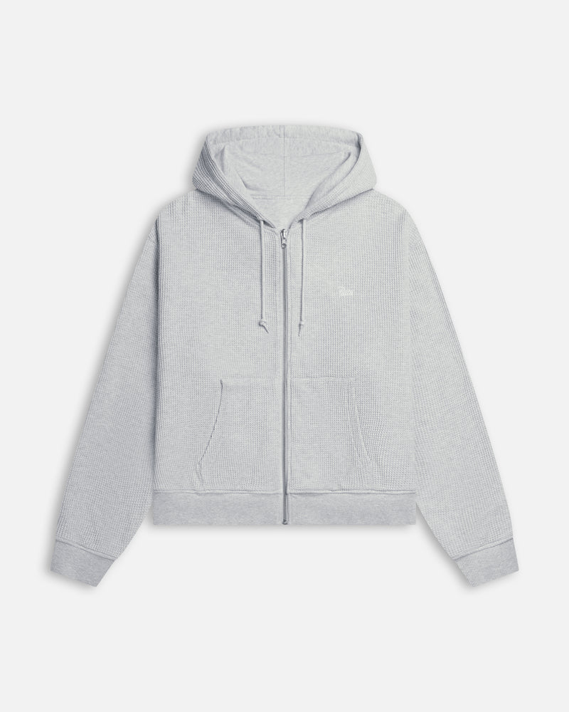 Patta Waffle Reversible Zip Up Hooded Sweatshirt Grey Heather