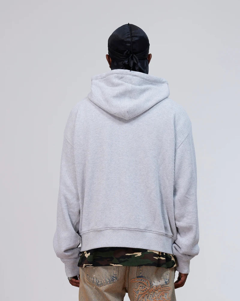 Patta Waffle Reversible Zip Up Hooded Sweatshirt Grey Heather