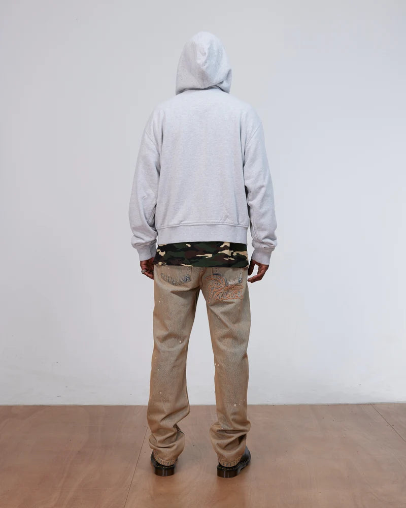 Patta Waffle Reversible Zip Up Hooded Sweatshirt Grey Heather
