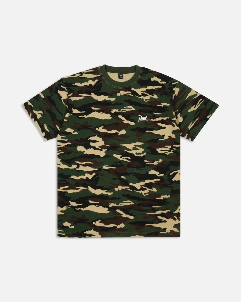 Patta Waffle Script Logo T-Shirt Woodland Camo