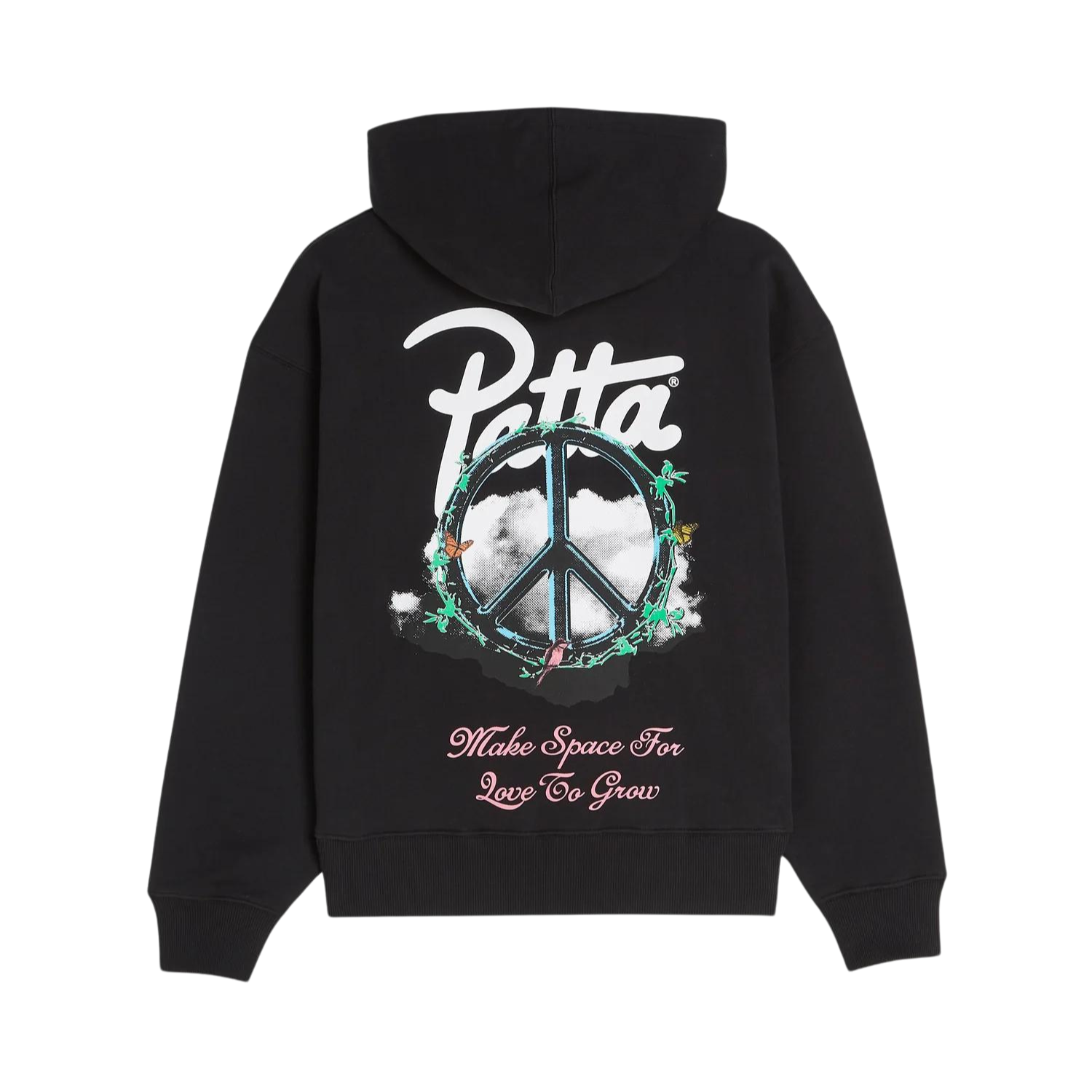 Patta Xerox Peace Boxy Hooded Sweater Black I Momentum - Momentum Clothing