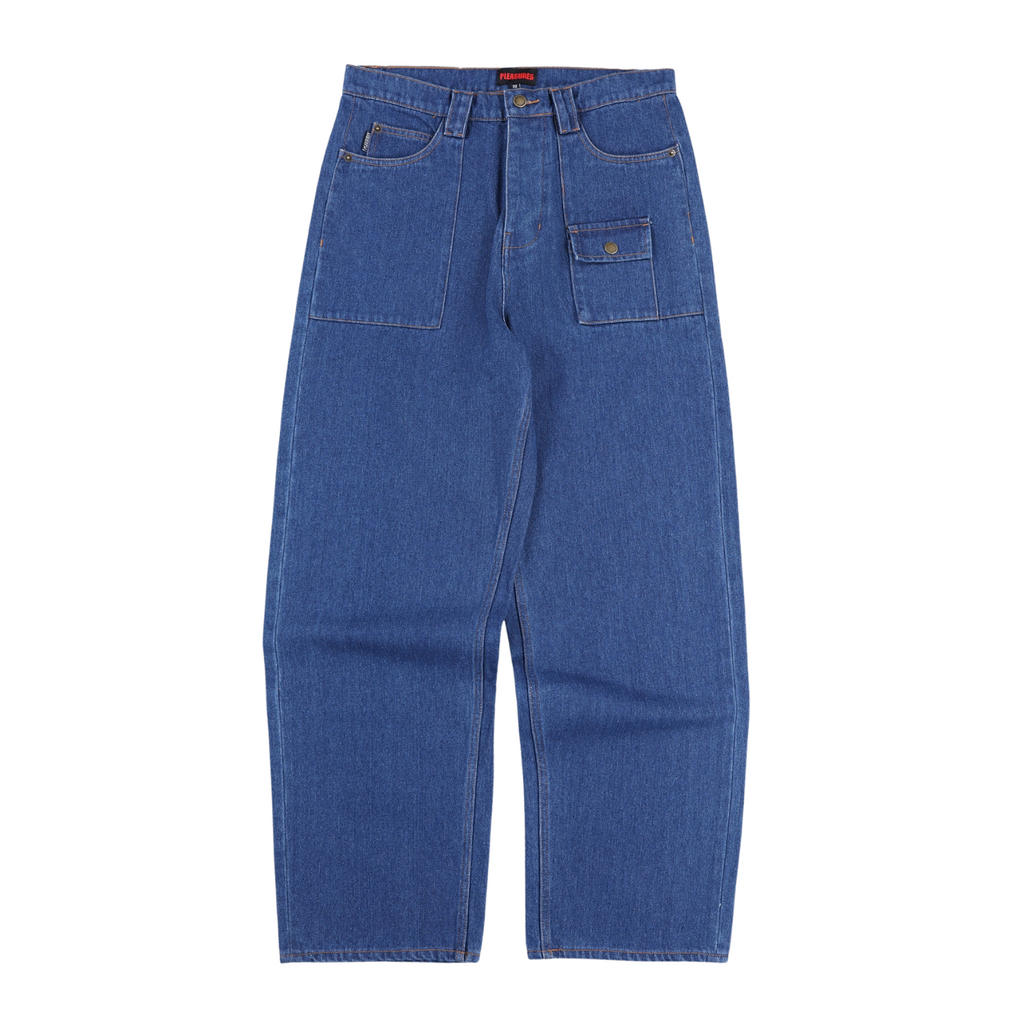 ★★New Balance★★ Loose Straight Denim Pants Medium Indigo PleasuresGrindBaggyJeans-