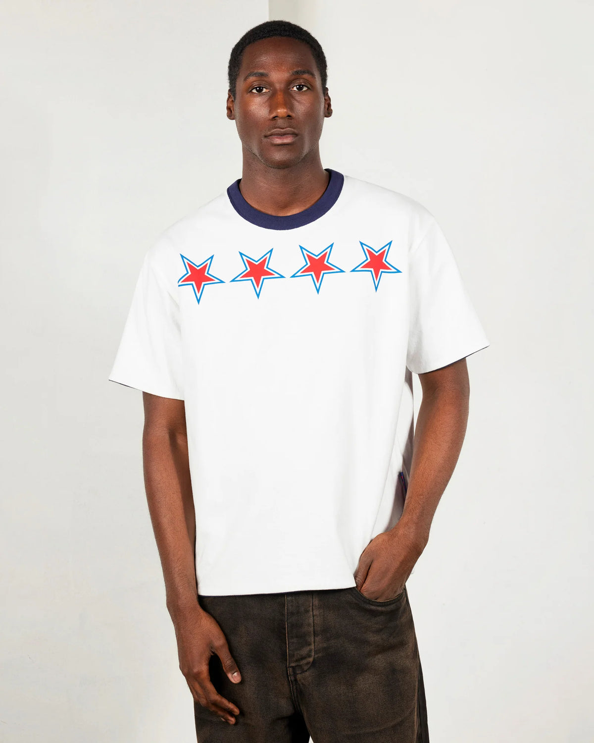 Pleasures Star Reversible T-Shirt Navy