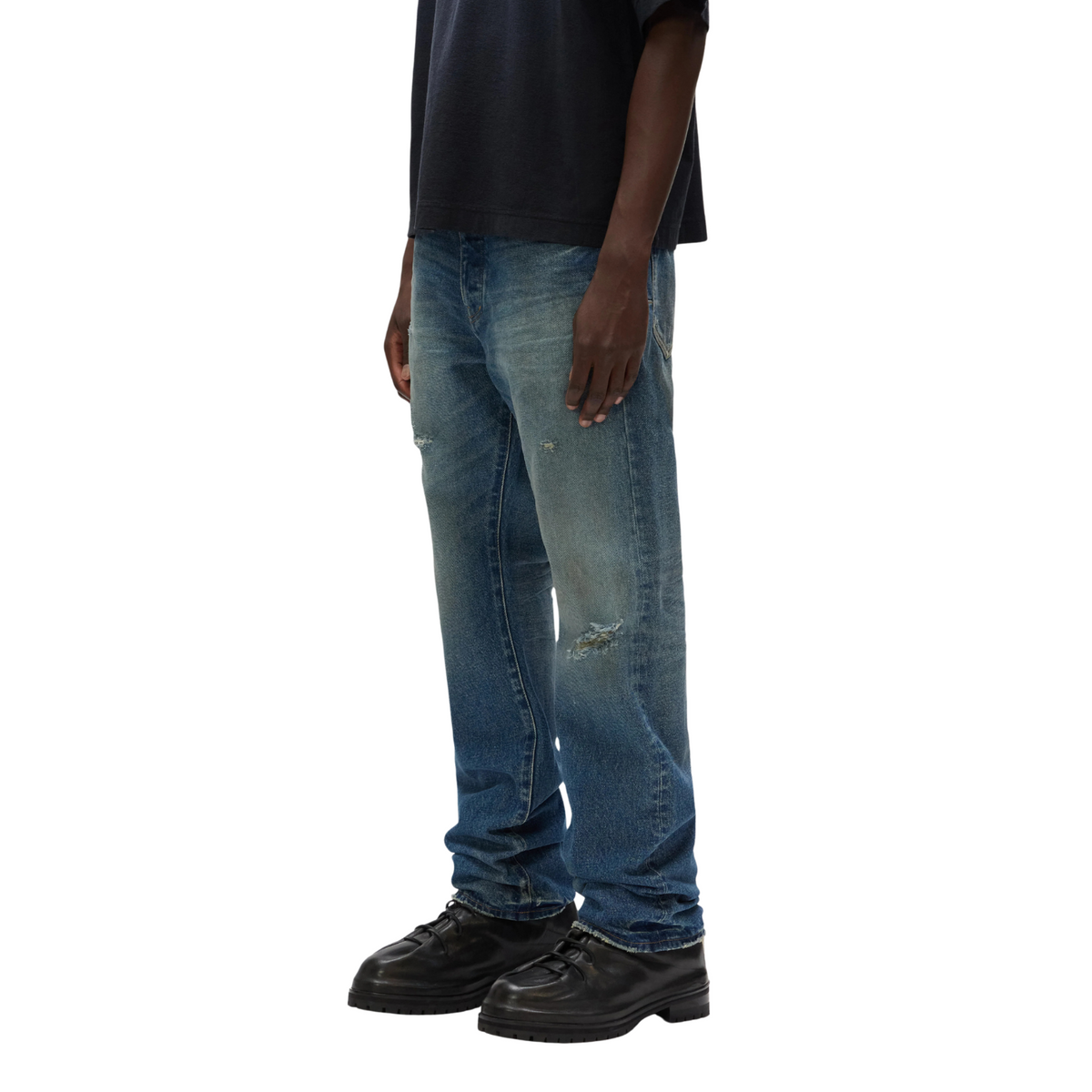 Purple Denim P011 Calcium Powder Distressed Mid indigo