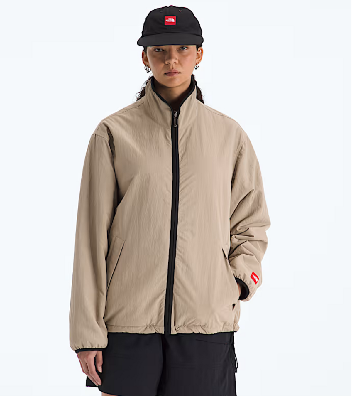 The North Face Red Box Reversible Fleece Jacket Mushroom Grey TNF Black