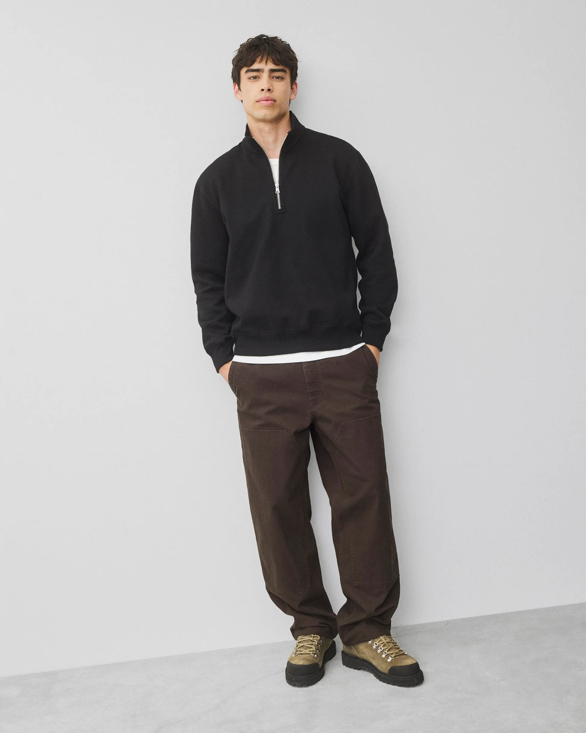 Reigning Champ Brushed Fleece Standard Quarter Zip Black