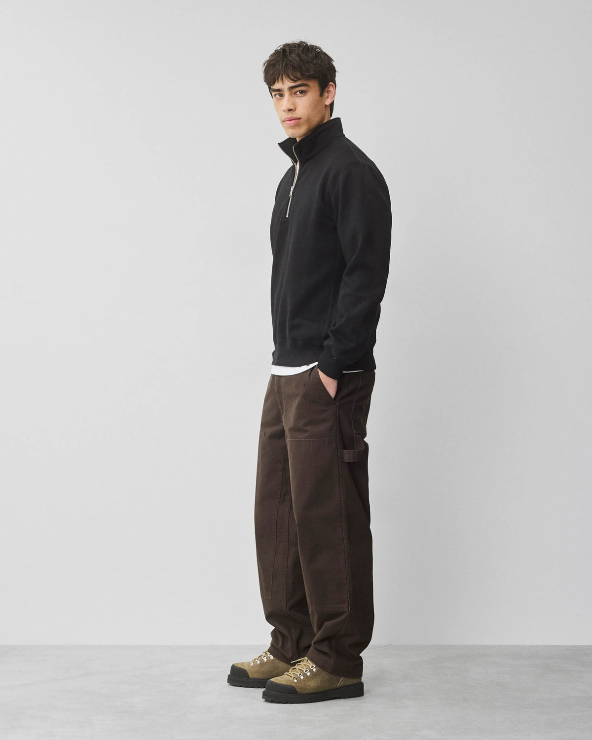 Reigning Champ Brushed Fleece Standard Quarter Zip Black