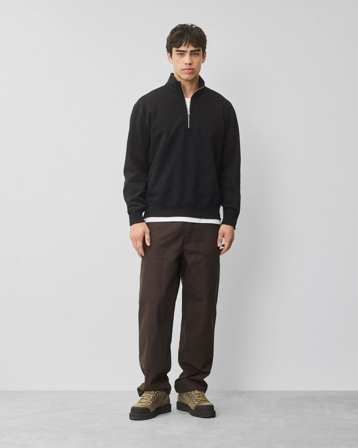 Reigning Champ Brushed Fleece Standard Quarter Zip Black