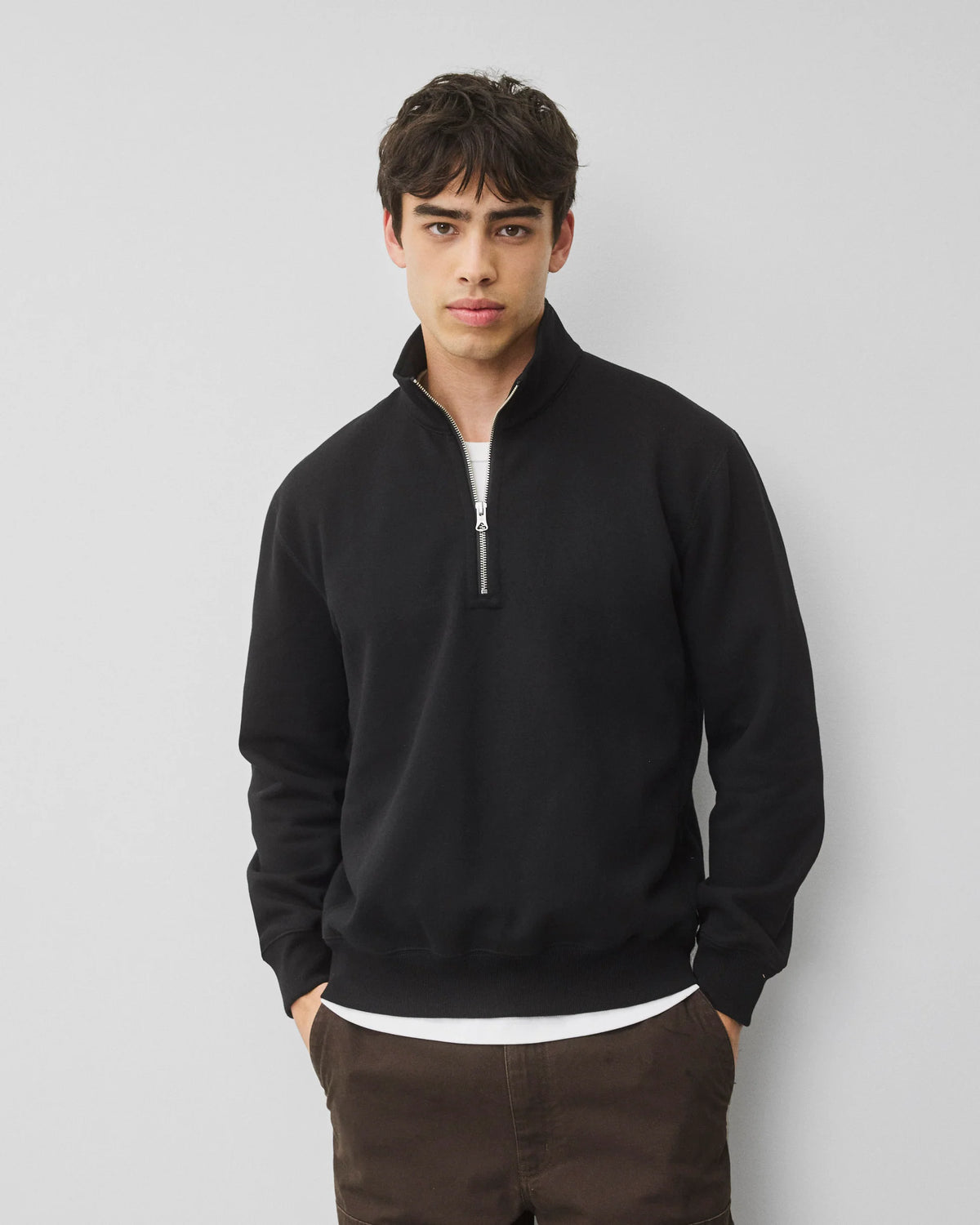 Reigning Champ Brushed Fleece Standard Quarter Zip Black
