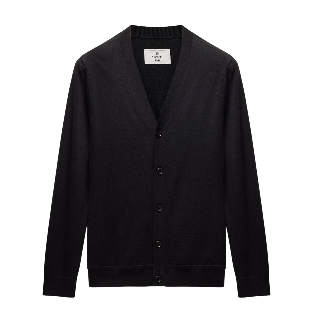 Reigning Champ Lightweight Merino Harry Cardigan Black
