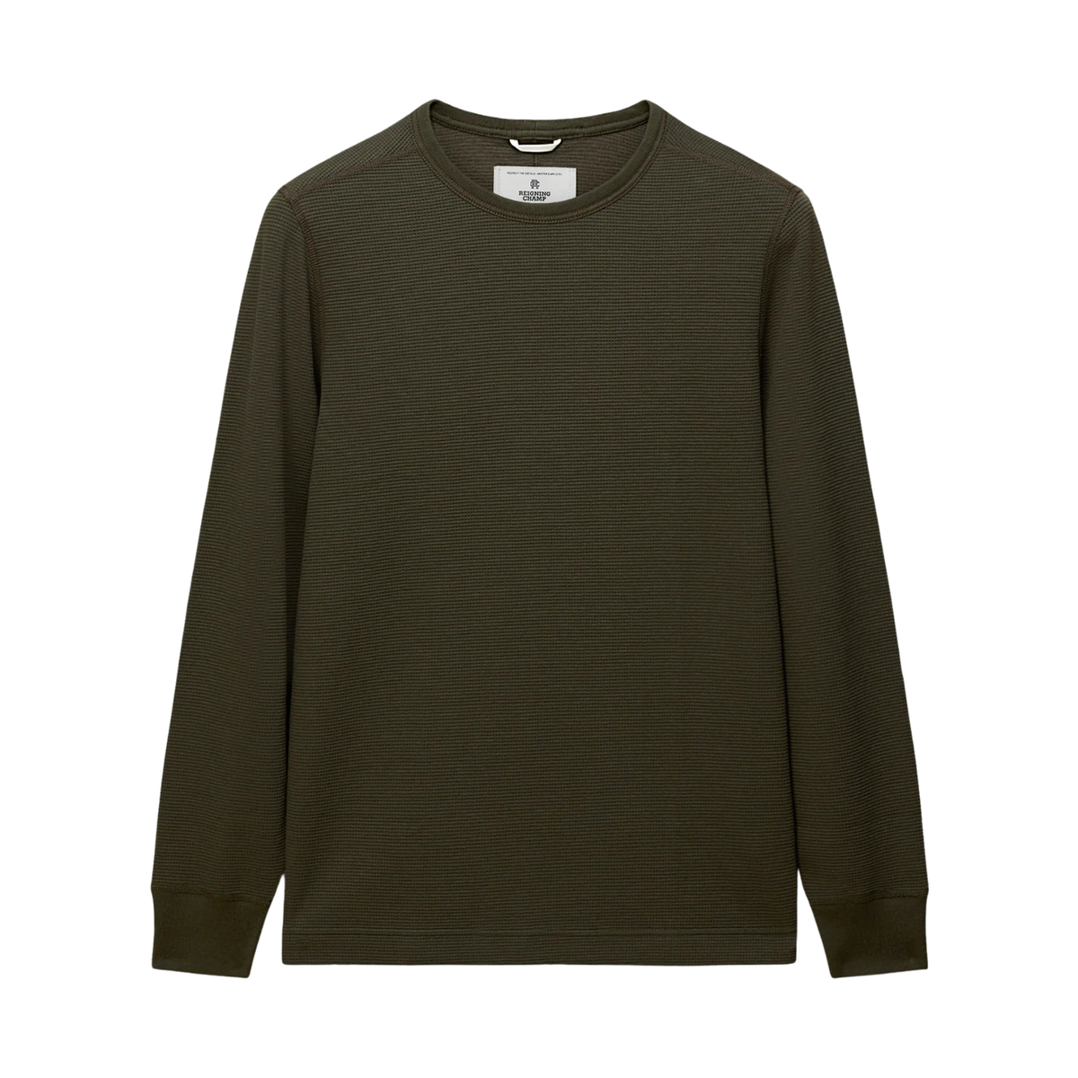 Reigning Champ Lightweight Waffle Standard Long Sleeve Dark Olive