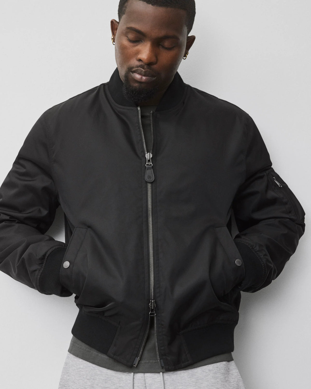 Reigning Champ Nylon Twill Flight Jacket Black