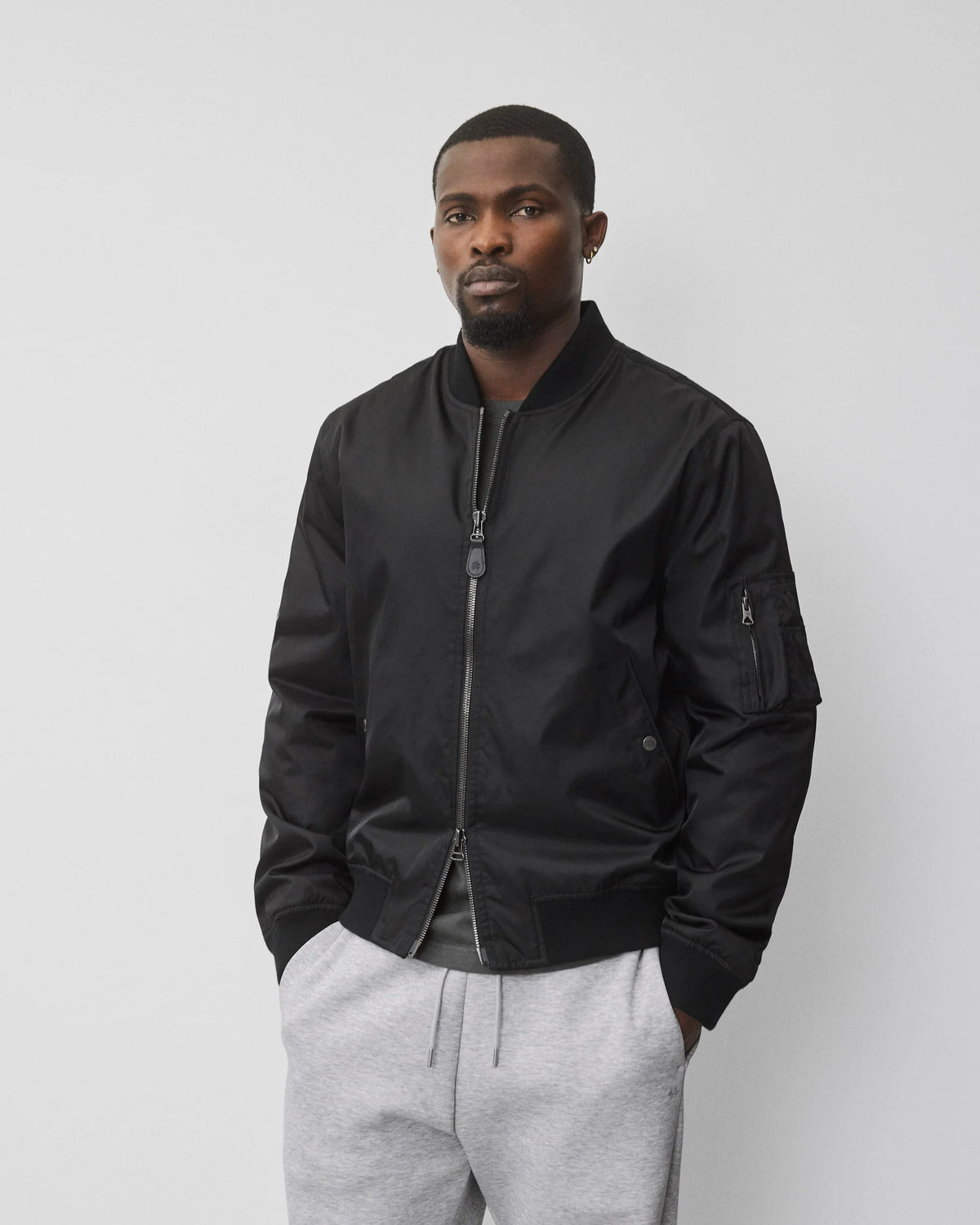 Reigning Champ Nylon Twill Flight Jacket Black