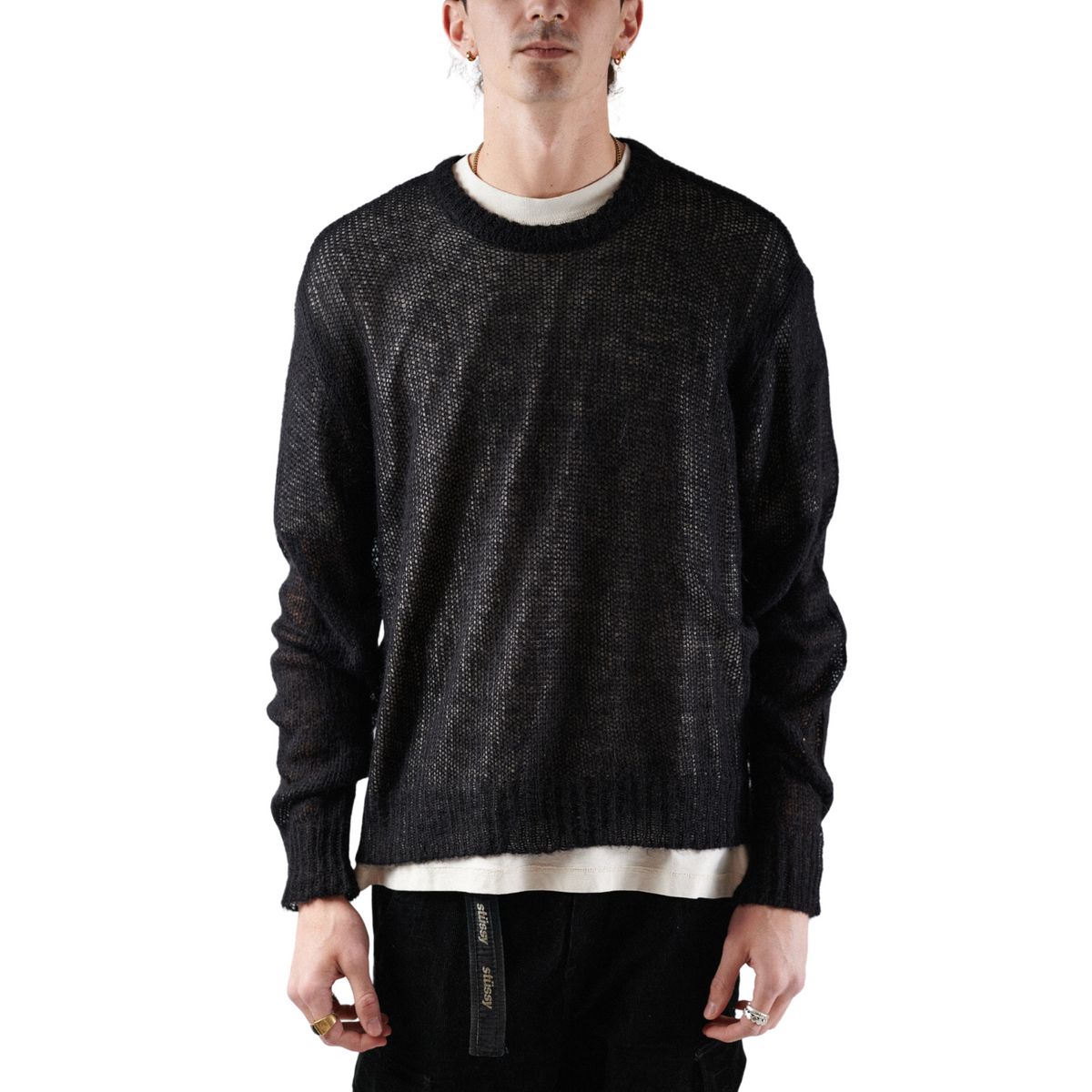 Black loose knit sweater discount